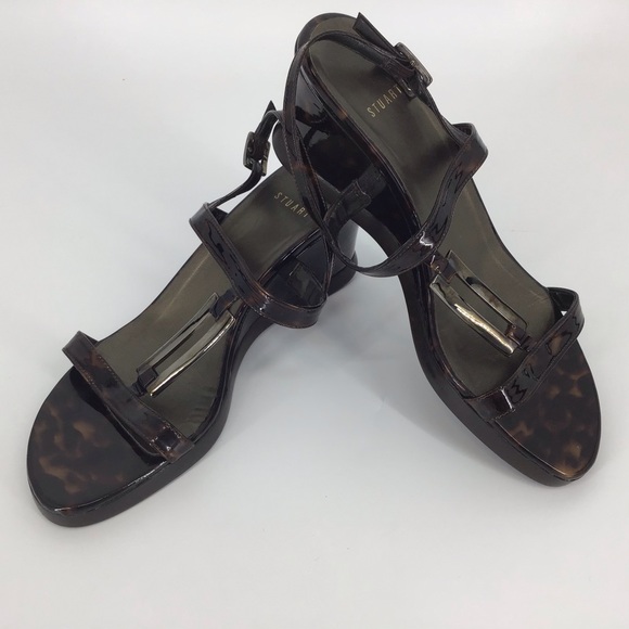 Stuart Weitzman Tortoise Shell Wedge Sandals, 6.5 - Picture 2 of 16